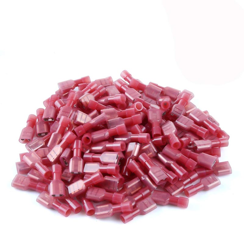 XHF 100 Pcs XHF 22-16 AWG Nylon Female Spade Connectors Quick Disconnect Wire Terminals Insulated Wire Crimp Connectors Red - Image 1